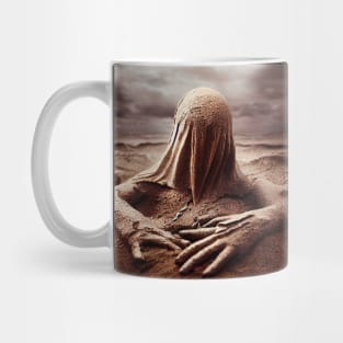 human figure made entirely out of sand crumbling Mug